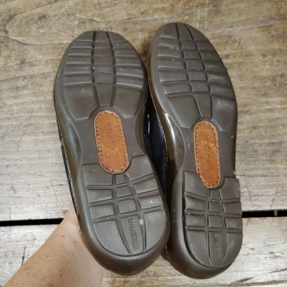 Cole Haan Sz 8 M Loafers Penny Shoes Slip On Black Pebbled Driving Moc